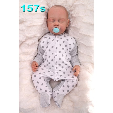 Pajac pajacyk bawełniany szaro-biały w gwiazdki wzór 157S