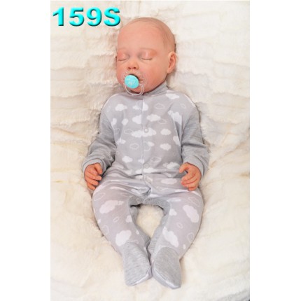 Pajac pajacyk bawełniany, szary w chmurki wzór 159S