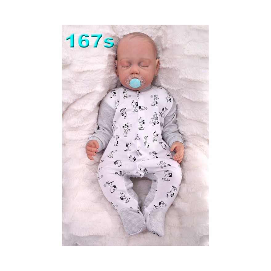 Pajac pajacyk bawełniany szary w pieski wzór 167S