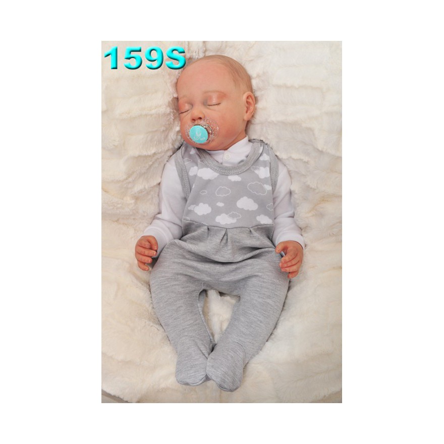 ŚPIOCHY ŚPIOSZKI bawełniane, szare w chmurki wzór 159S