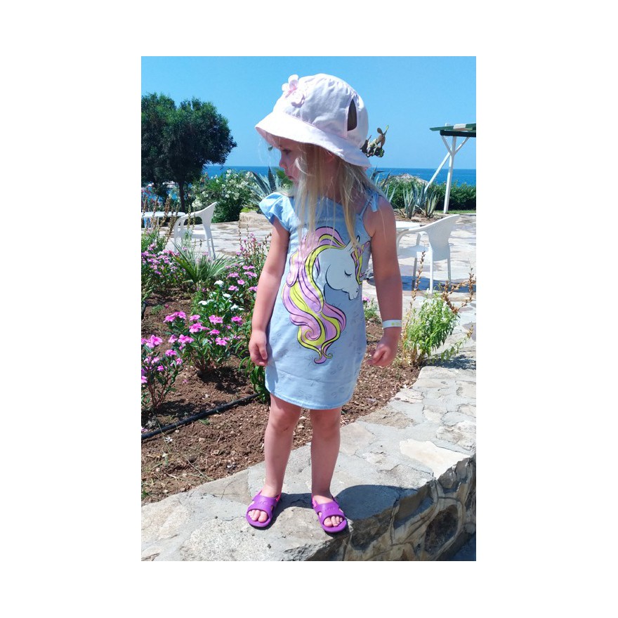 Niebieska Sukienka JEDNOROŻEC brokat LATO