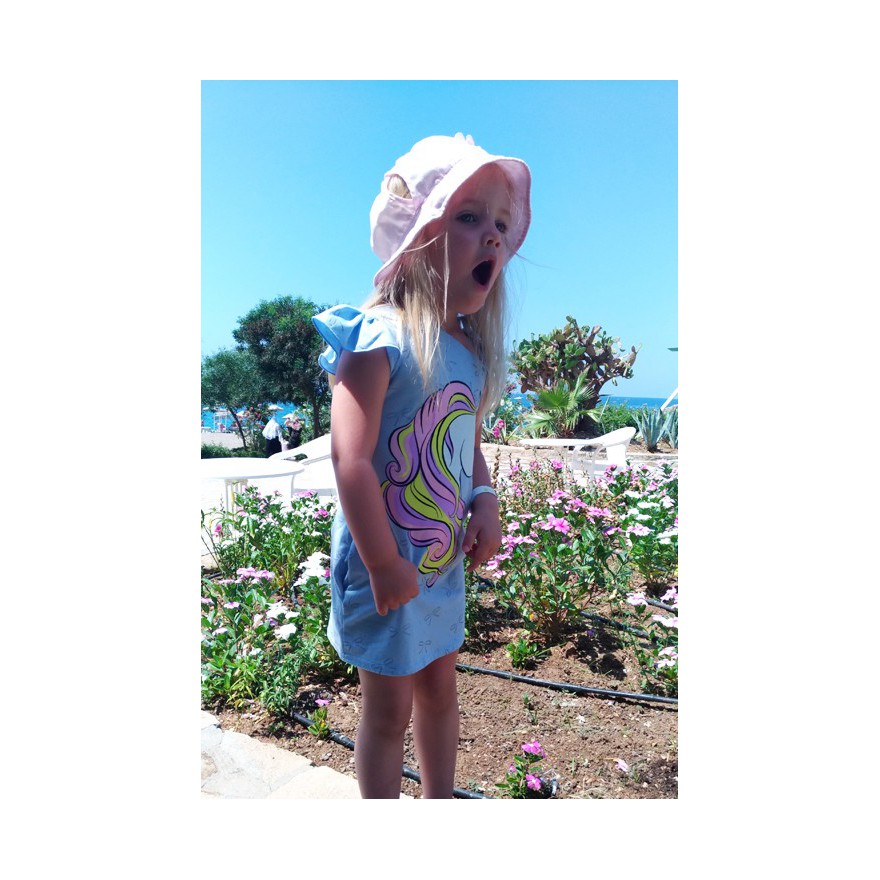 Niebieska Sukienka JEDNOROŻEC brokat LATO