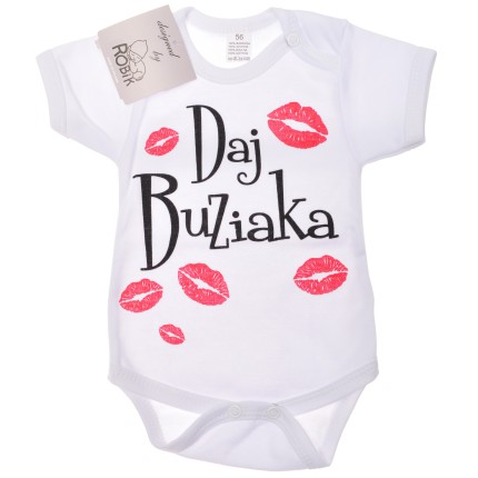 Białe BODY "DAJ BUZIAKA "krótki rękaw LATO wzór 570