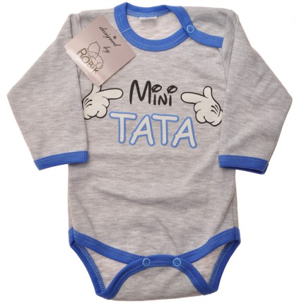 Szare BODY "MINI TATA" długi rękaw wzór 579
