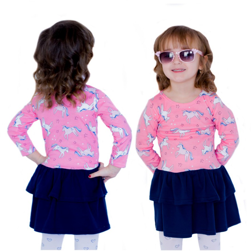 ROZKLOSZOWANA SUKIENKA Z FALBANKAMI jednorożceG