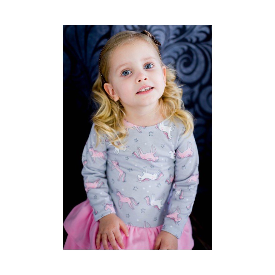 ROZKLOSZOWANA SUKIENKA Z FALBANKAMI jednorożceR