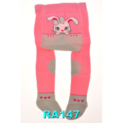 RAJSTOPY do RACZKOWANIA różowe z królikiem POTRÓJNY ABS! wzór 147