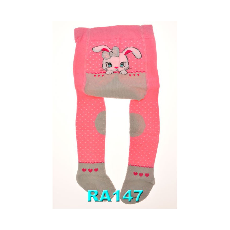 RAJSTOPY do RACZKOWANIA różowe z królikiem POTRÓJNY ABS! wzór 147