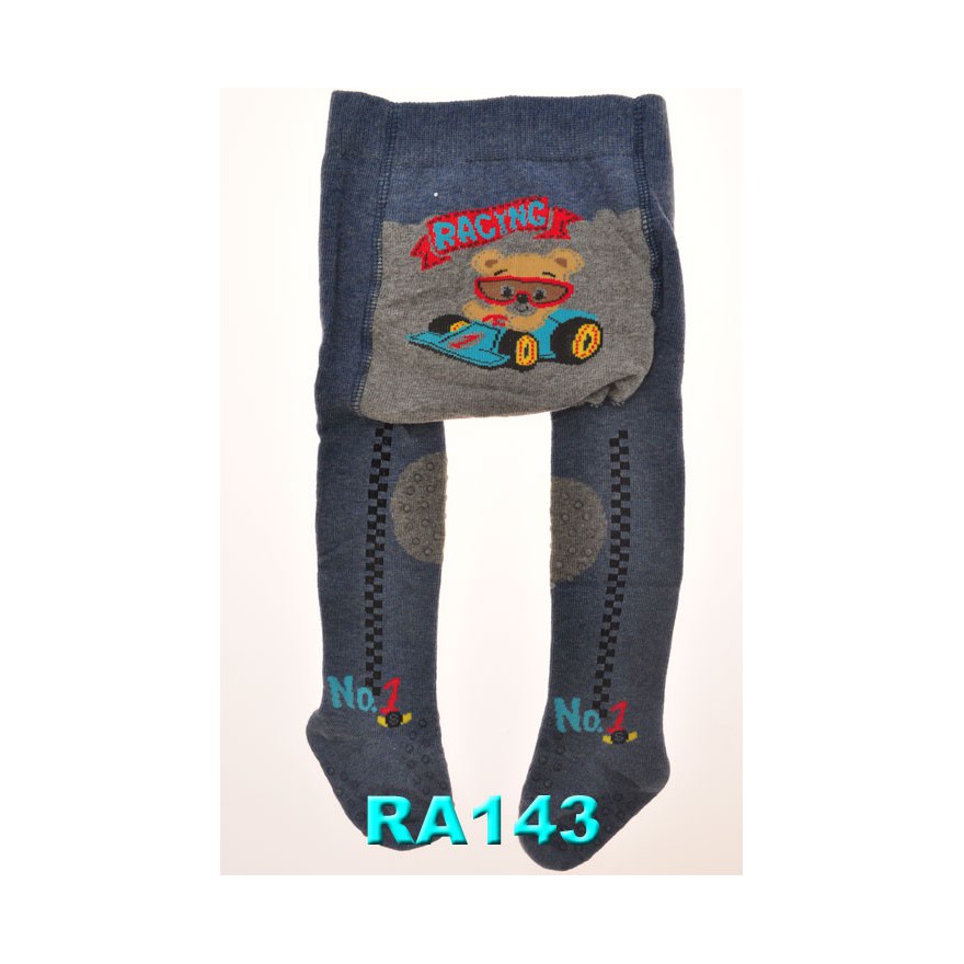 RAJSTOPY do RACZKOWANIA granatowe z misiem w wyścigówce POTRÓJNY ABS! wzór 143