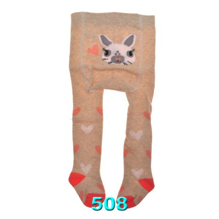 RAJSTOPY bawełniane beżowe z królikiem wzór 508