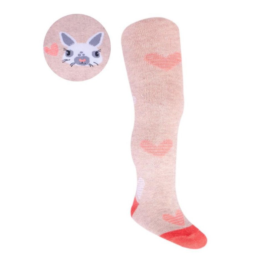 RAJSTOPY bawełniane beżowe z królikiem wzór 508