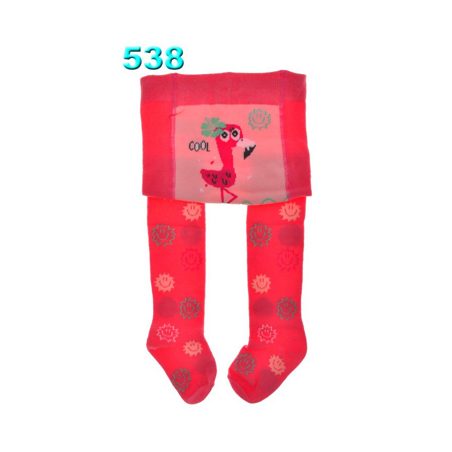 RAJSTOPY bawełniane różowe z flamingiem wzór 538