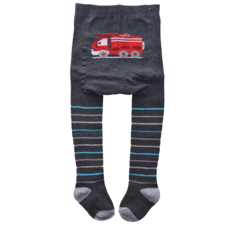 RAJSTOPY bawełniane grafitowe z wozem strażackim wzór 401