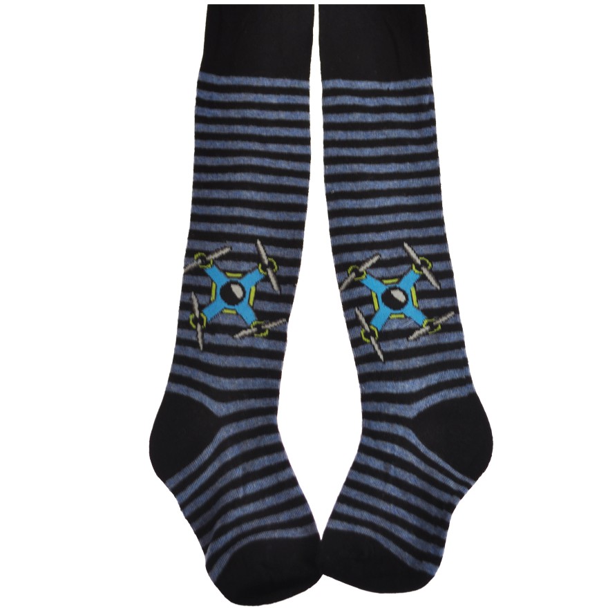 RAJSTOPY bawełniane czarne w paski wzór 420