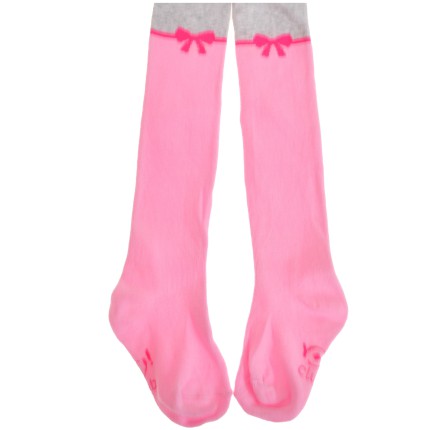 RAJSTOPY bawełniane różowo-szare z kokardką wzór 569