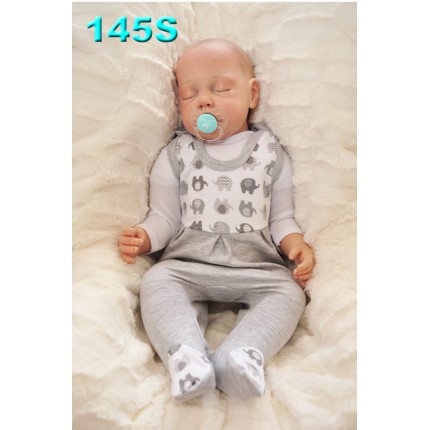 ŚPIOCHY ŚPIOSZKI bawełniane, szare w słoniki wzór 145S