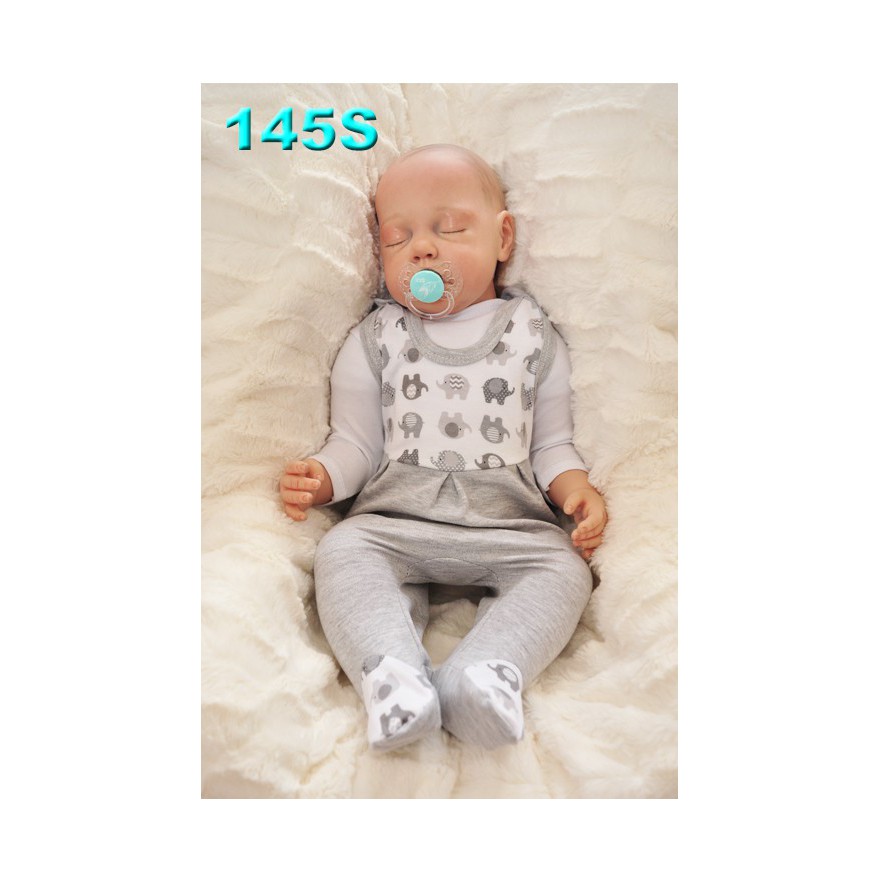 ŚPIOCHY ŚPIOSZKI bawełniane, szare w słoniki wzór 145S