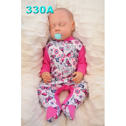 Pajac pajacyk bawełniany amarantowy w motyle wzór 330A