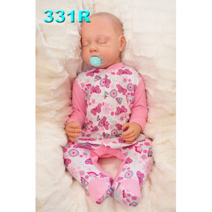 Pajac pajacyk bawełniany różowy w motyle r.56-104 wzór 331R