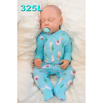 Pajac pajacyk bawełniany lazurowy w lamy wzór 325L