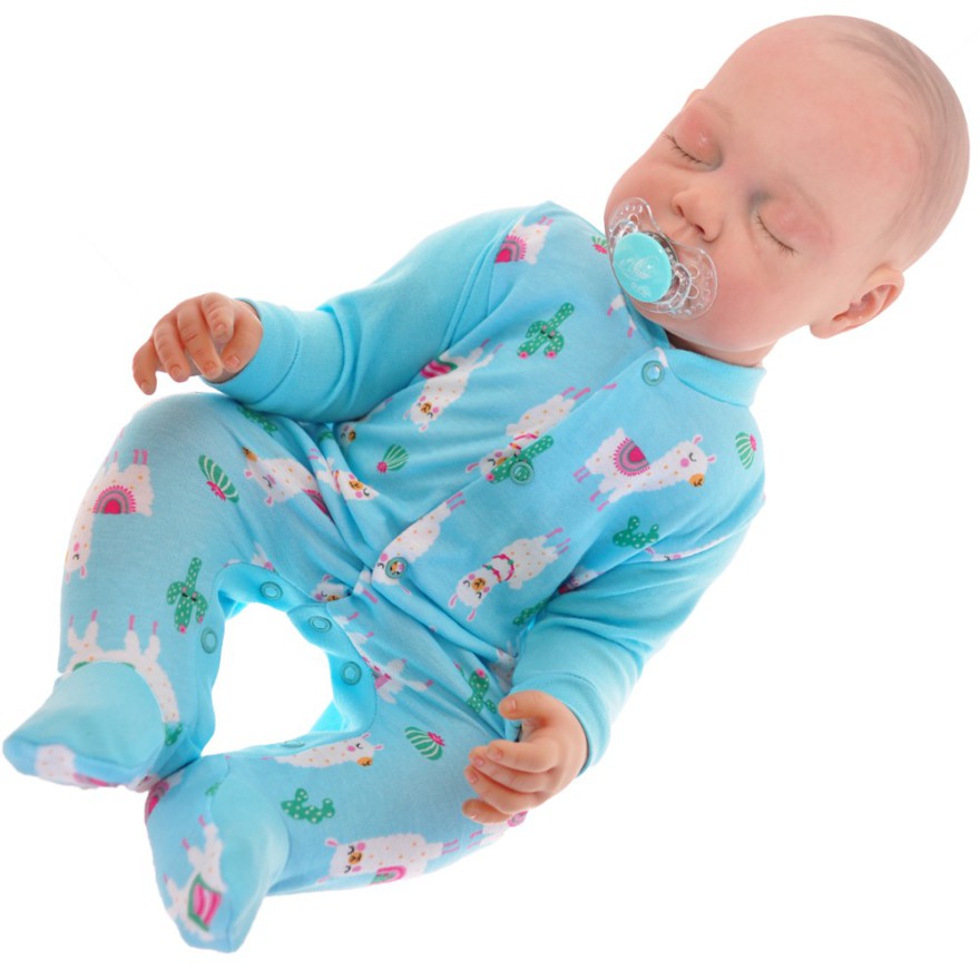 Pajac pajacyk bawełniany lazurowy w lamy wzór 325L