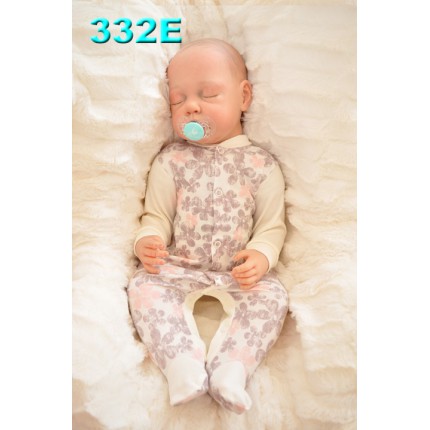 Pajac pajacyk bawełniany ecru w kwiaty wzór 332E