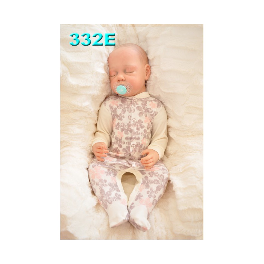 Pajac pajacyk bawełniany ecru w kwiaty wzór 332E