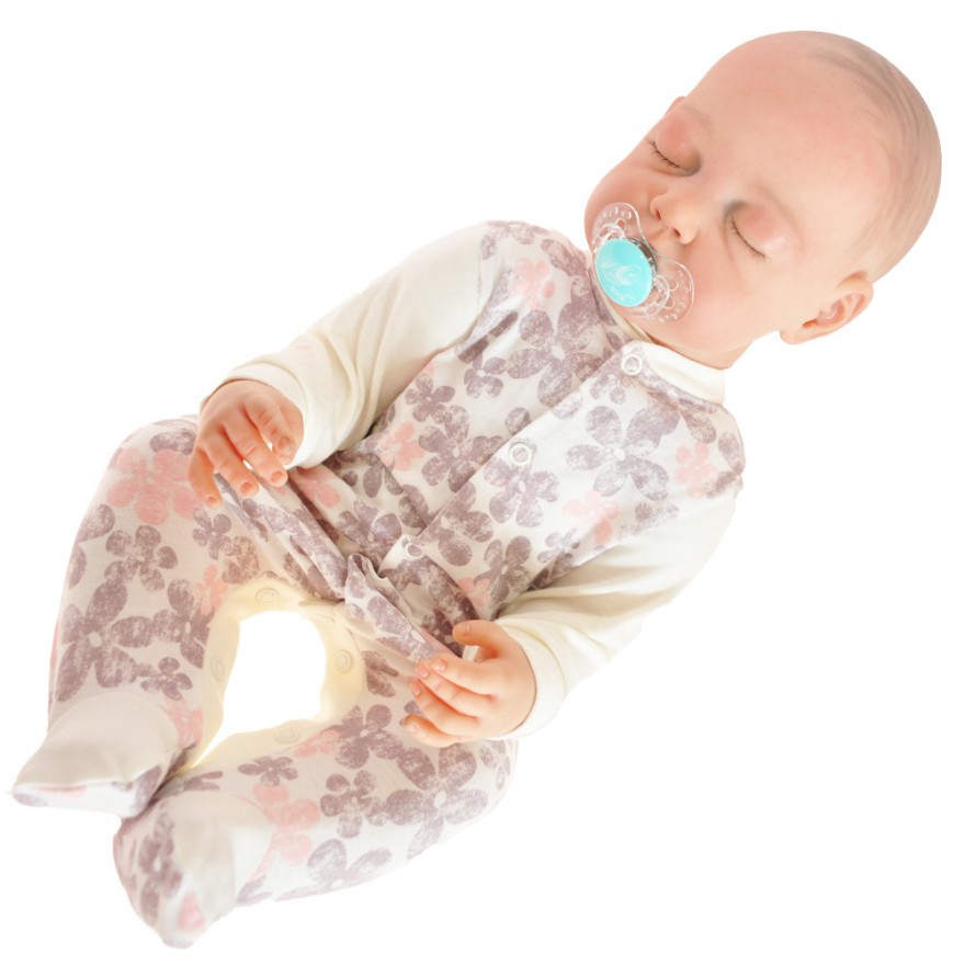 Pajac pajacyk bawełniany ecru w kwiaty wzór 332E