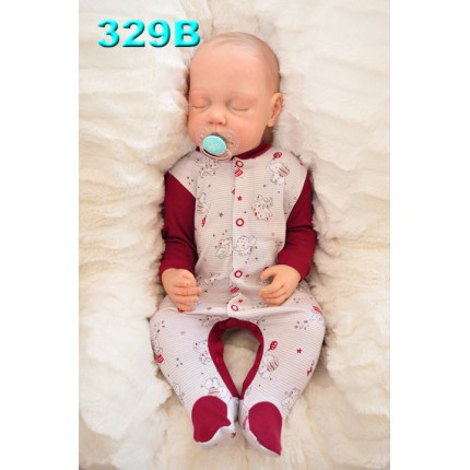 Pajac pajacyk bawełniany bordo w słoniki r.56-104 wzór 329B