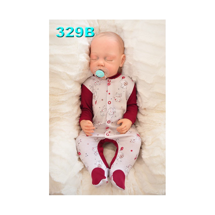 Pajac pajacyk bawełniany bordo w słoniki r.56-104 wzór 329B