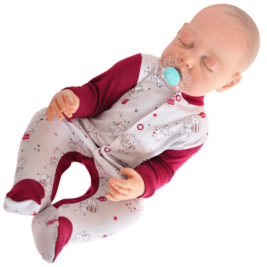 Pajac pajacyk bawełniany bordo w słoniki r.56-104 wzór 329B