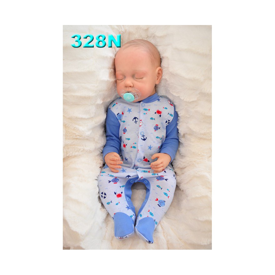 Pajac pajacyk bawełniany niebieski w rybki wzór 328N