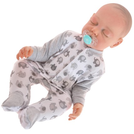 Pajac pajacyk bawełniany szary w słoniki wzór 145S