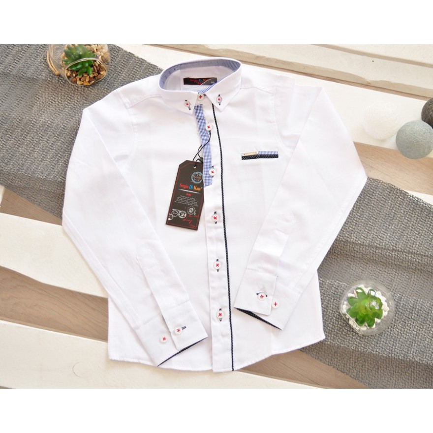 Biała koszula do szkoły z długim rękawem elegancka białe guziki