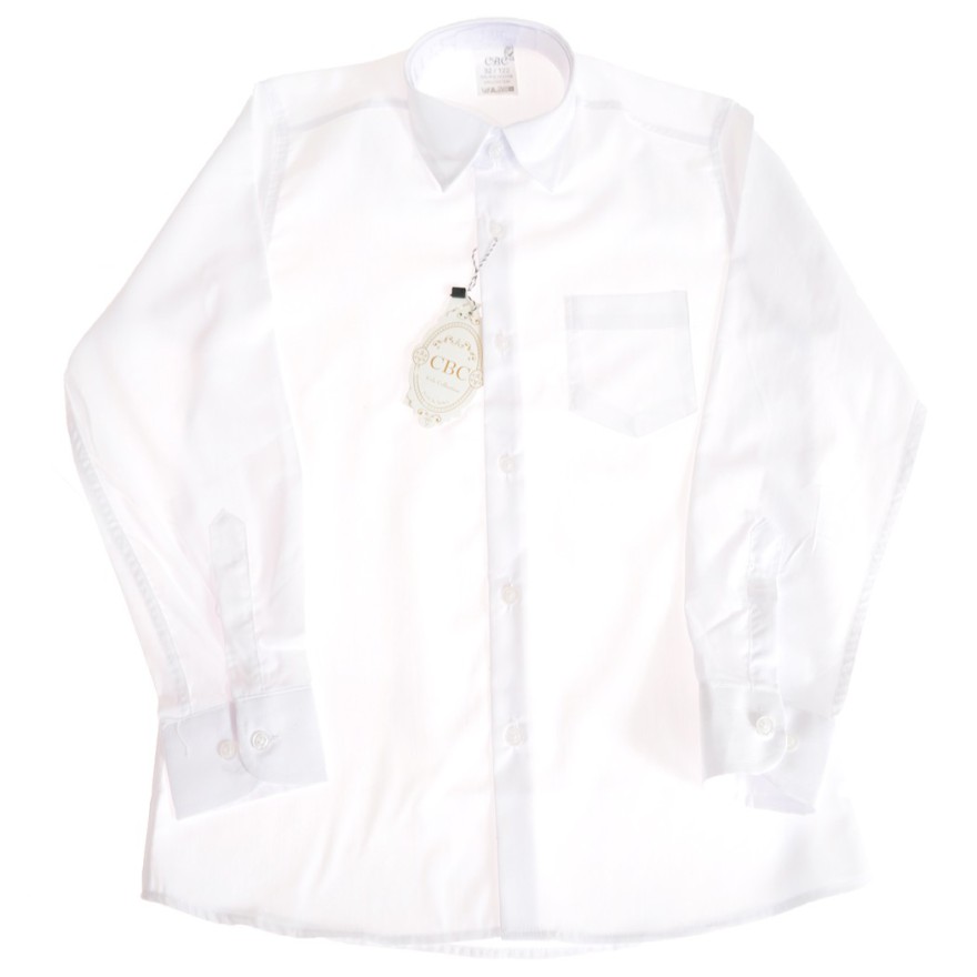 Biała gładka koszula do szkoły długi rękaw elegancka