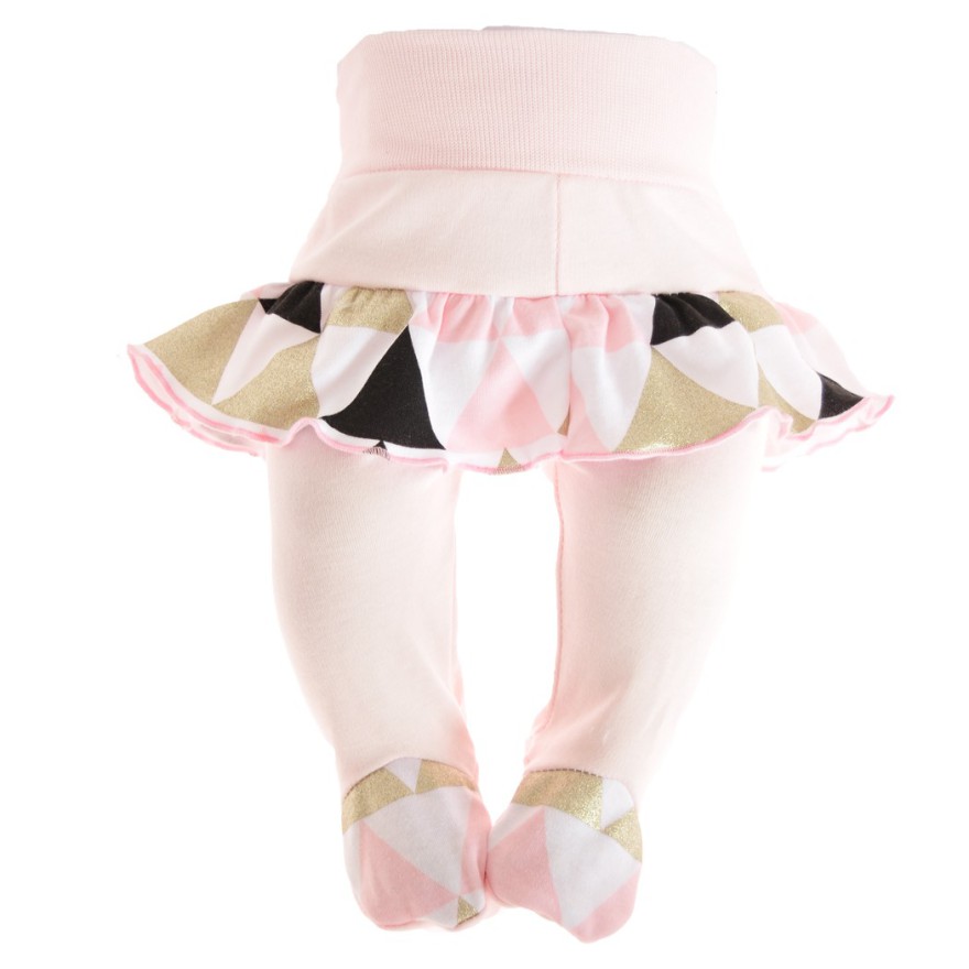 PÓŁŚPIOCHY DZIEWCZĘCE Z FALBANKĄ trójkąty róż r.56-80 BROKAT