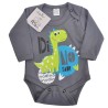 Grafitowe BODY chłopięce z dinozaurem długi rękaw wzór 594