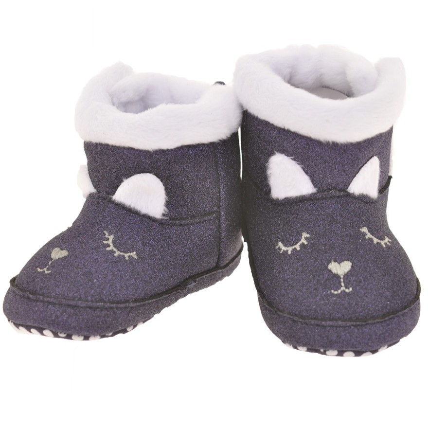 Kozaki z brokatem buty na futerku NIECHODKI BUCIKI granatowe