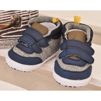 Trampki na rzep buty NIECHODKI 0-12M BUCIKI szaro-granatowe