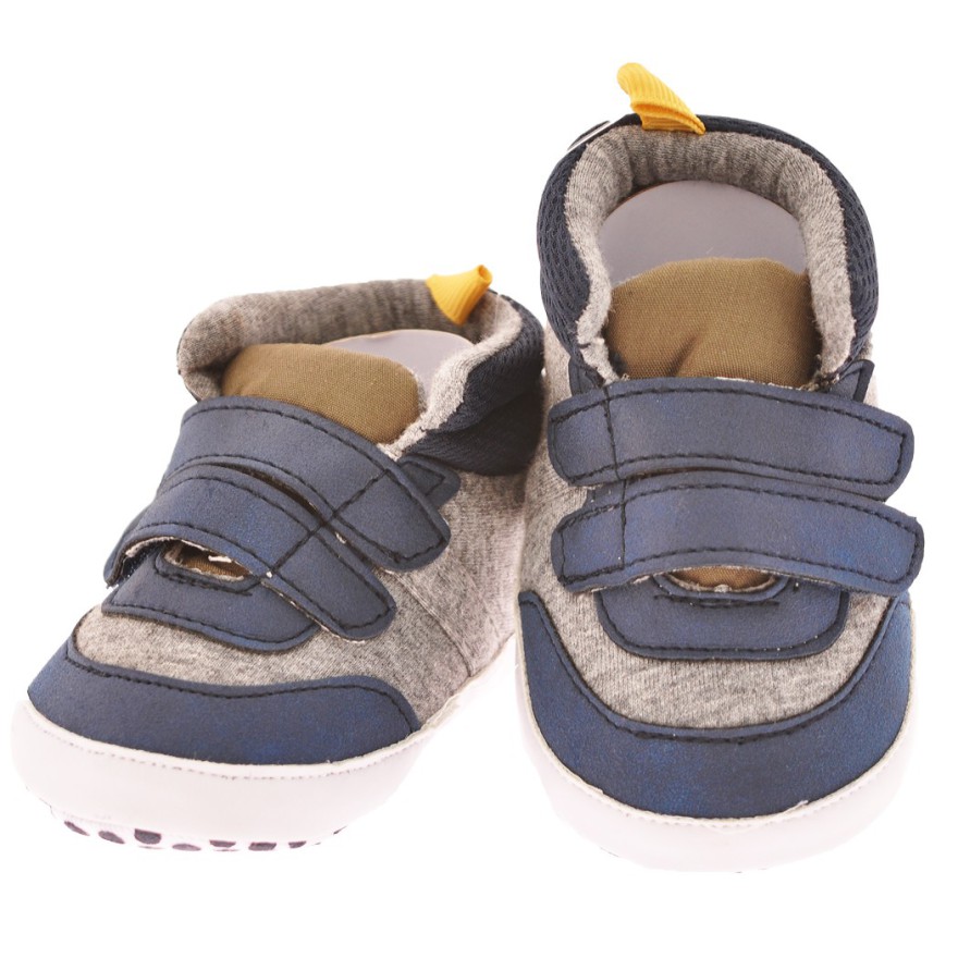 Trampki na rzep buty NIECHODKI 0-12M BUCIKI szaro-granatowe