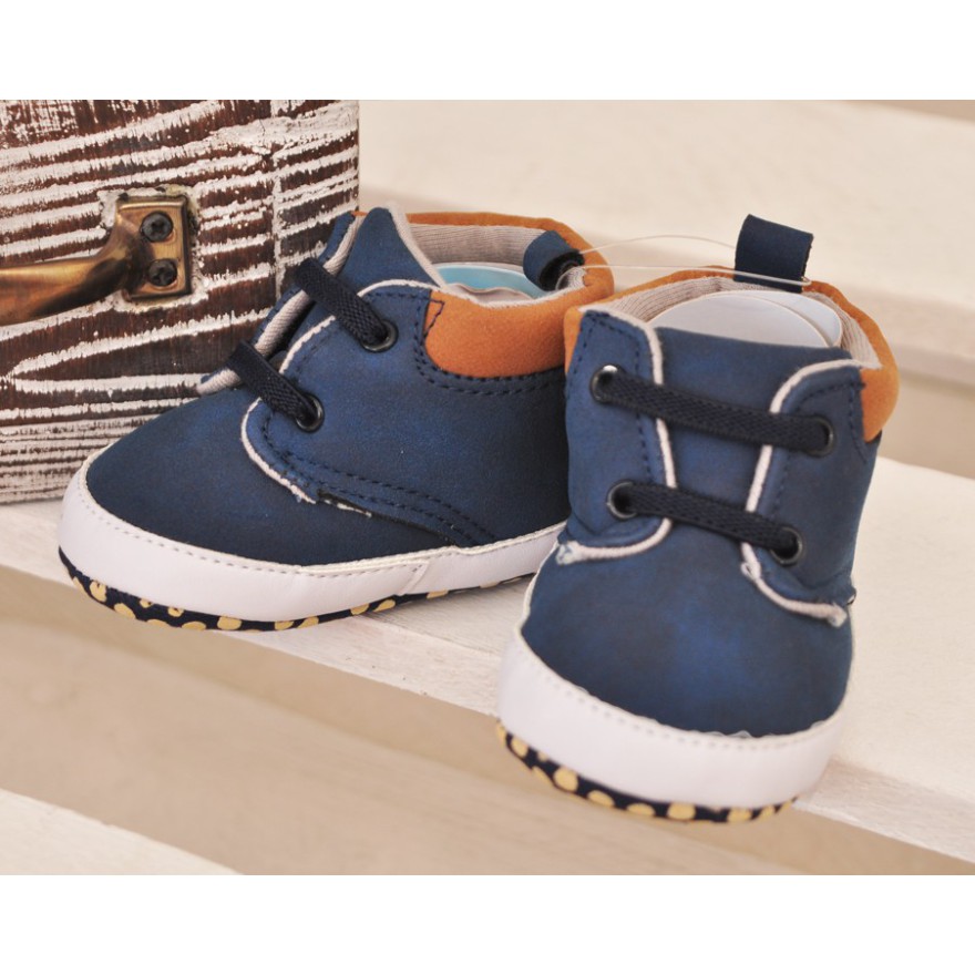 Eleganckie buty zamszowe NIECHODKI 0-12M BUCIKI granatowe CHRZEST