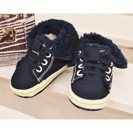 Trampki ocieplane buty na futerku NIECHODKI 0-12M BUCIKI granatowe