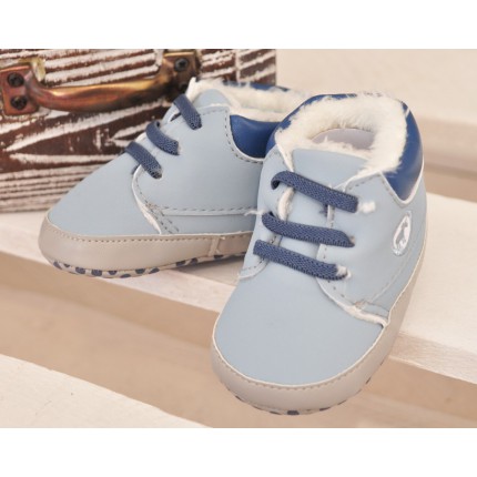 Eleganckie buty ocieplane NIECHODKI na futerku BUCIKI jasno niebieskie