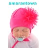 CZAPKA DUŻY KWIAT amarantowa WIOSNA JESIEŃ