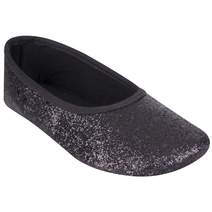 Czarne BALETKI z połyskiem buty baleriny kapcie brokat