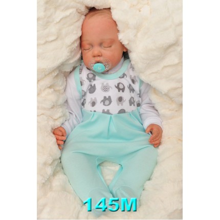 ŚPIOCHY ŚPIOSZKI bawełniane, miętowe w słoniki wzór 145M