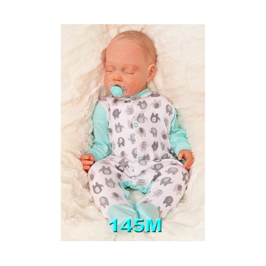 Pajac pajacyk bawełniany miętowy w słoniki wzór 145M