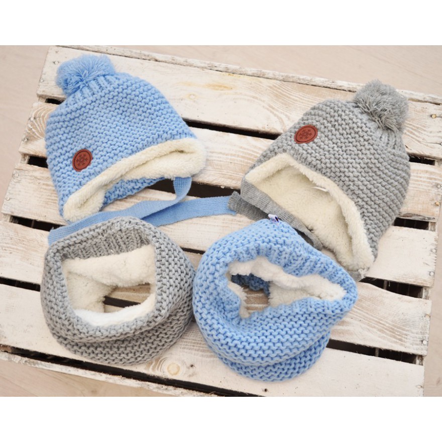 Zimowy komplet czapka i komin szary r.38-40