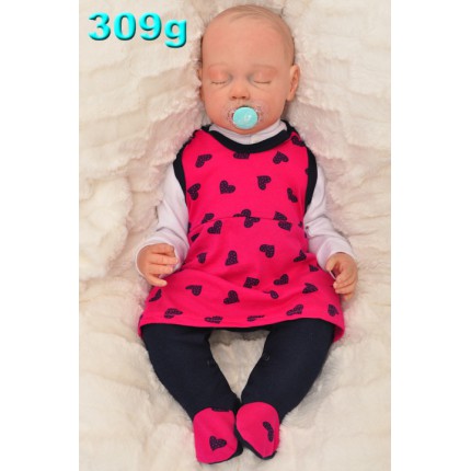 ŚPIOCHY SUKIENKA 2w1 tylko u nas! amarantowe w serca r.56-74 wzór 309G