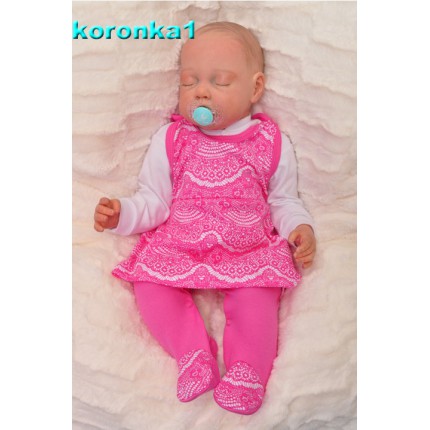 Amarantowe ŚPIOCHY SUKIENKA 2w1 tylko u nas! r.56-74 wzór koronka1A